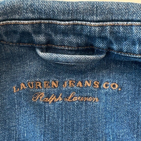 Lauren Jeans Co Ralph Lauren Denim Jacket Women L Blue Zip Utility Trucker Coat - Picture 4 of 10